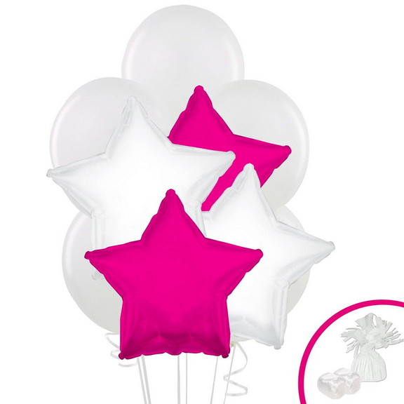 BIRTH9999 258538 White   Pink Star Balloon Bouquet...