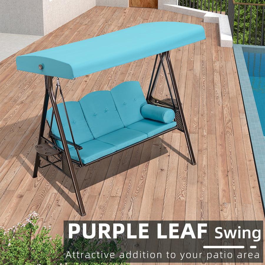 Clearance – PURPLE LEAF Outdoor Adjustable Canopy Swing Patio Porch Swing with Cushions and Pillow