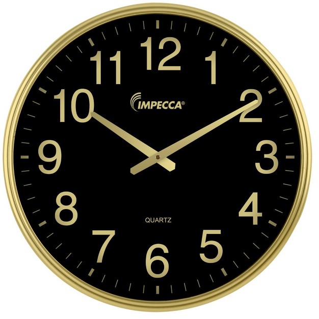 Impecca 18 inch Quiet Movement Wall Clock Gold black