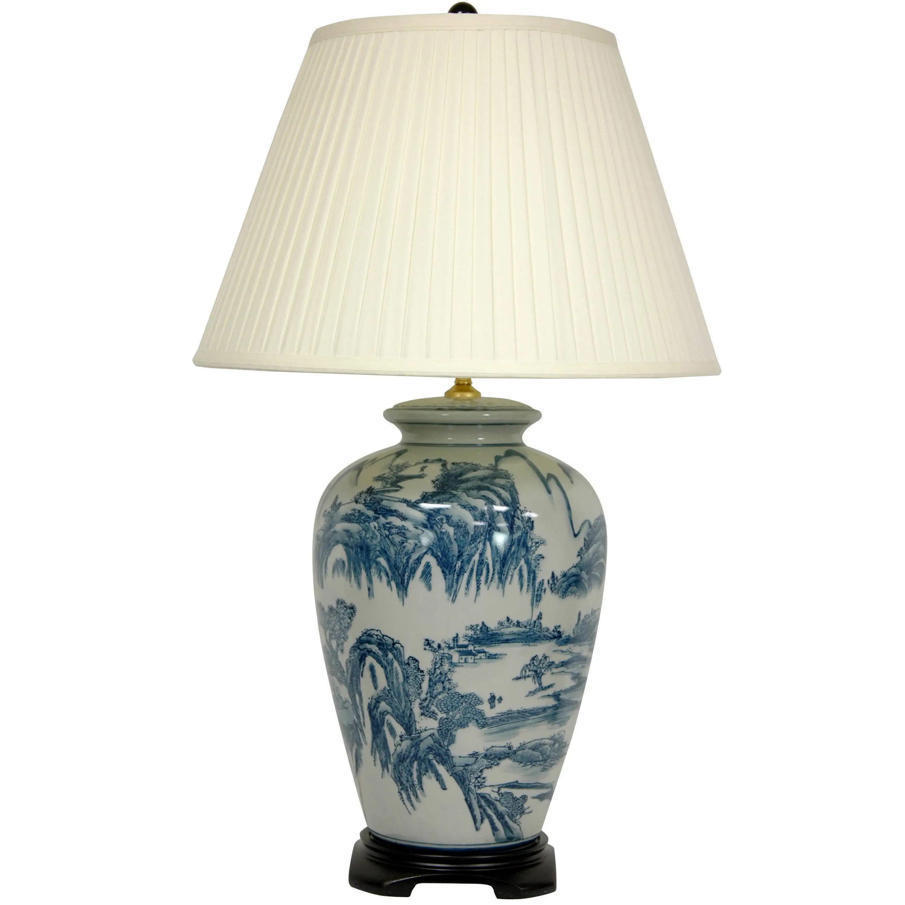 Blue and White Porcelain Chinese Landscape Lamp (China)