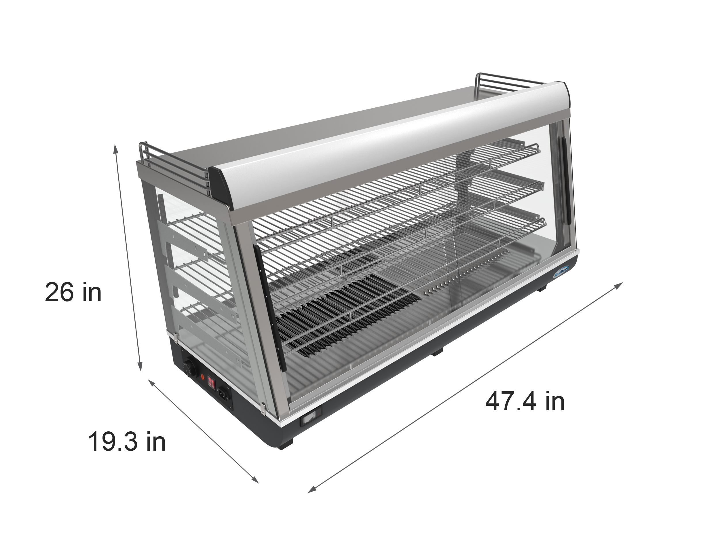 KoolMore 48 in. Glass Countertop Display Warmer， 6.5 Cu. ft.