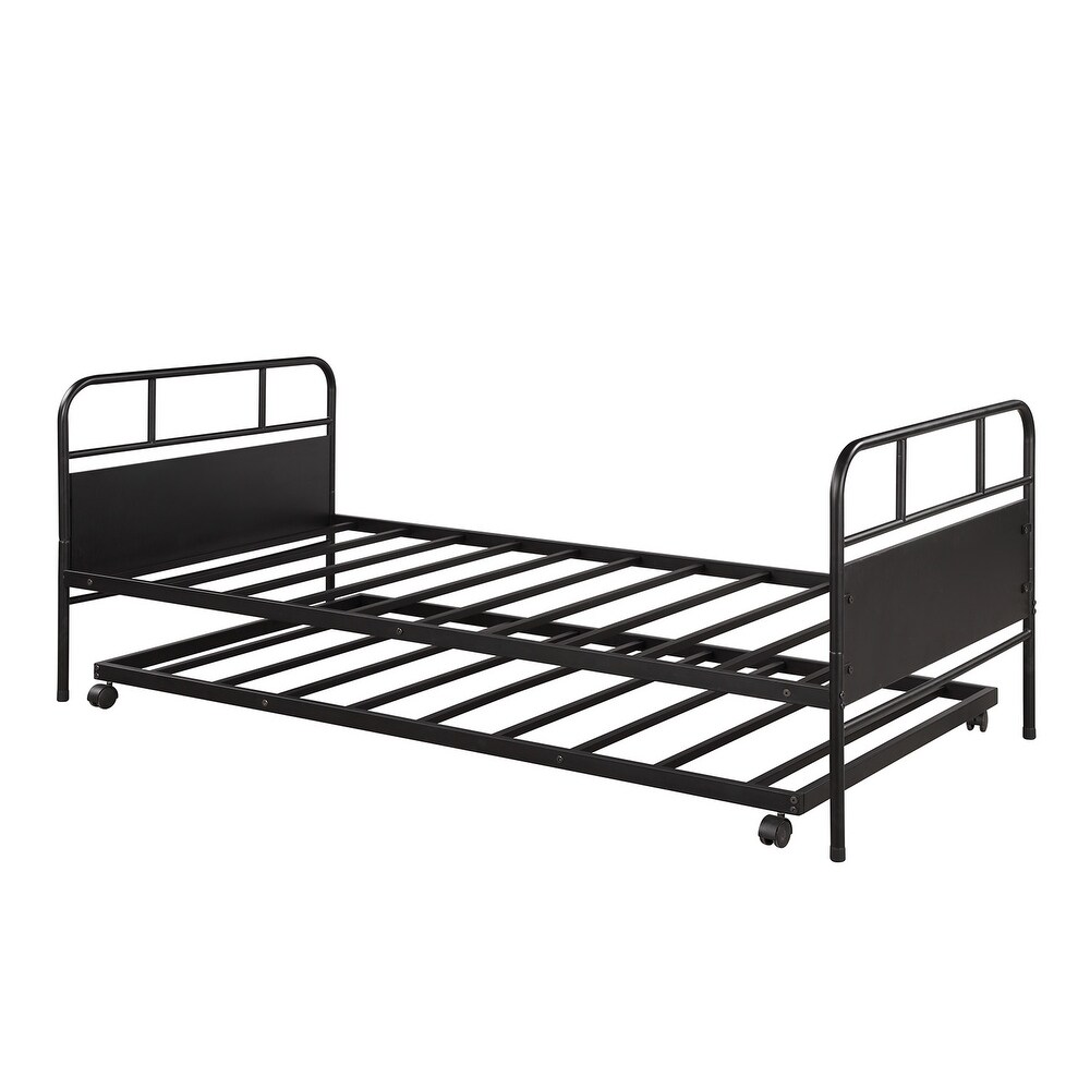 Metal Daybed Platform Bed Frame with Trundle