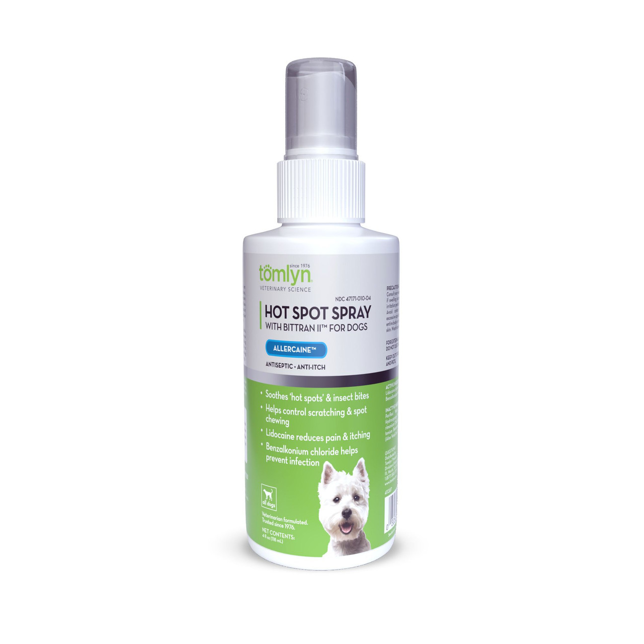 Tomlyn Hot Spot Spray W/Brittran II Spray For Dogs， 4 Oz.