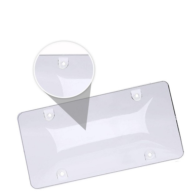 Zone Tech Clear License Plate Cover Frame Bubble Shields 2 Pack fits Standard Plates Protects Front And Back License Plates