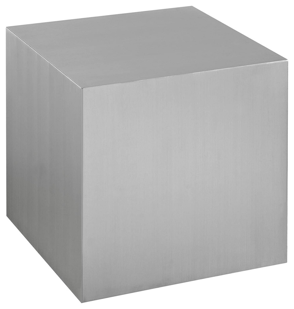 Modern End Table  Stainless Steel Construction With Cube Shape  Silver Finish   Industrial   Side Tables And End Tables   by Declusia  Houzz