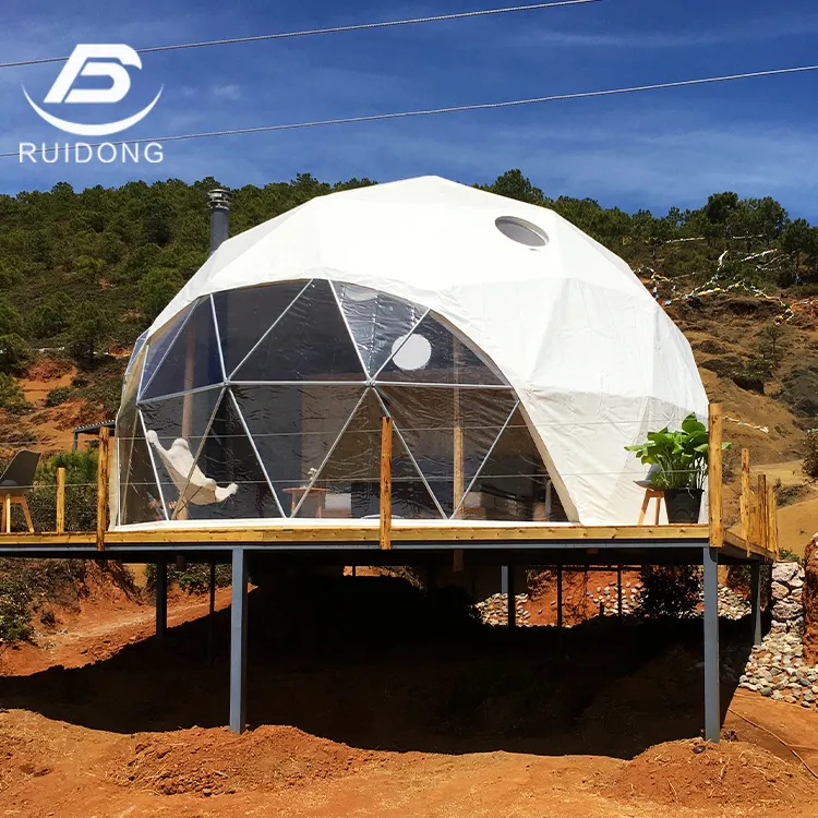 Popular 2 3 People White Hotel Dome Tent House Waterproof For Glamping Camping Events With Bath