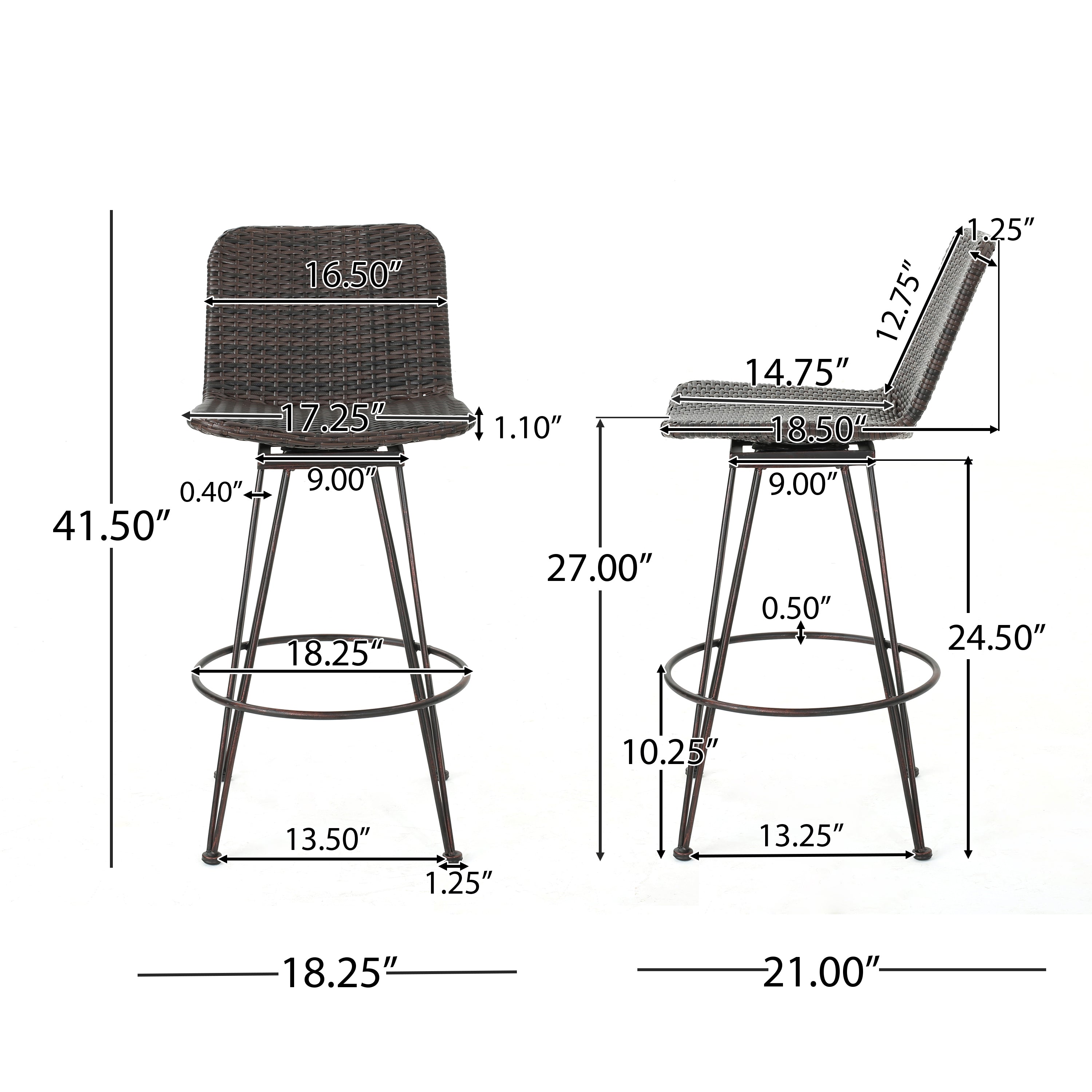 Avy Outdoor Modern Industrial 3 Piece Acacia Wood Bar Set