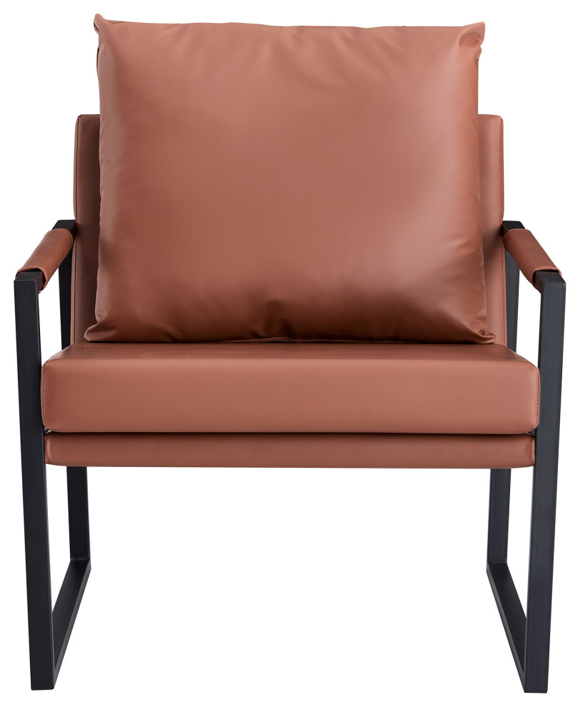 Faux Leather Accent Chair   Midcentury   Armchairs And Accent Chairs   by Casa Link  Houzz