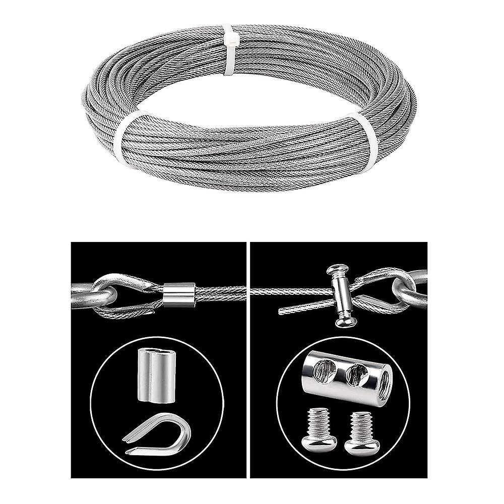 20 Meter Wire Rope Kit Diameter 2mm Nylon Coated 304 Stainless Steel Cable Transparent For Climbing Plants