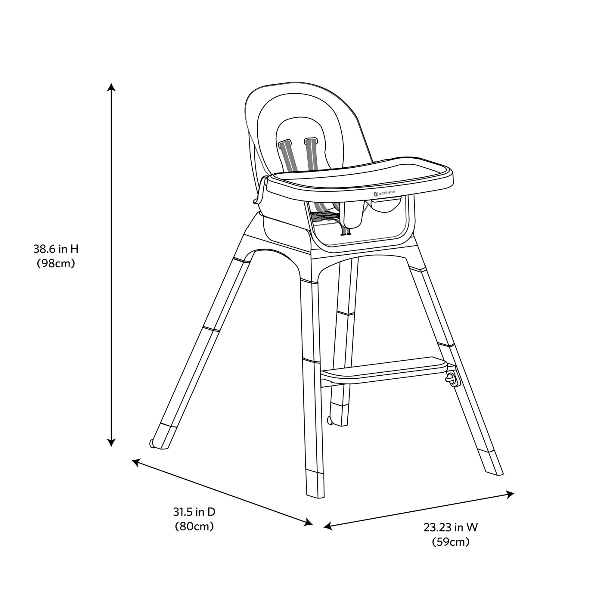 Monbebe Fusion Reclining Highchair with 8 Modes of Use， Plaid