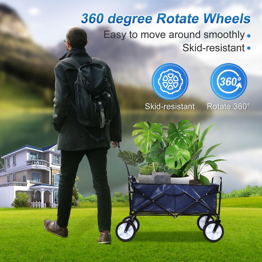 Foldable Utility Wagons Folding Cart 200 lbs Capacity for Outdoor Use