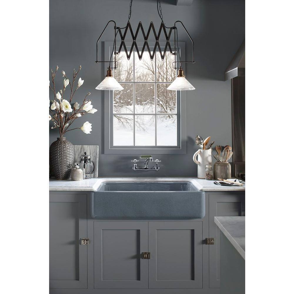 KOHLER Whitehaven Undermount Farmhouse Apron Front Cast Iron 36 in. Single Basin Kitchen Sink in Biscuit K-6488-96