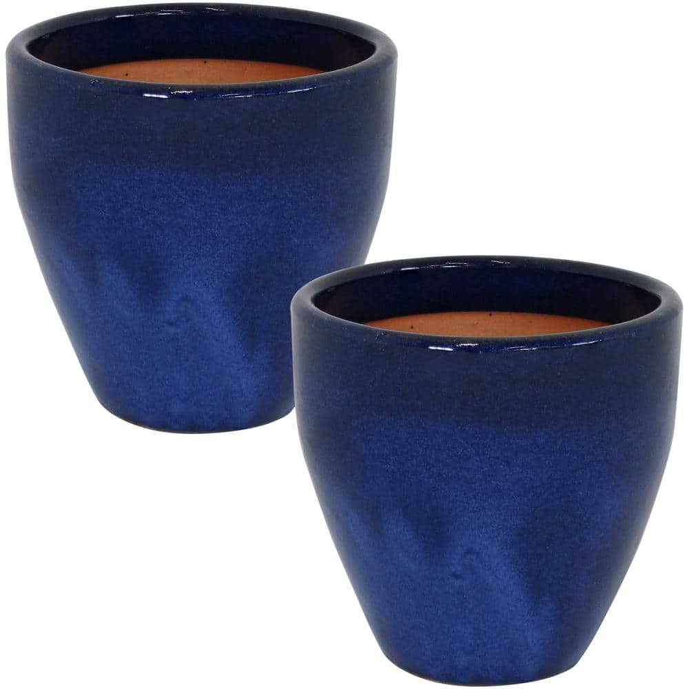 Sunnydaze Decor Resort 10 in. Blue Indoor/Outdoor Ceramic Planter (2-Pack) AP-138