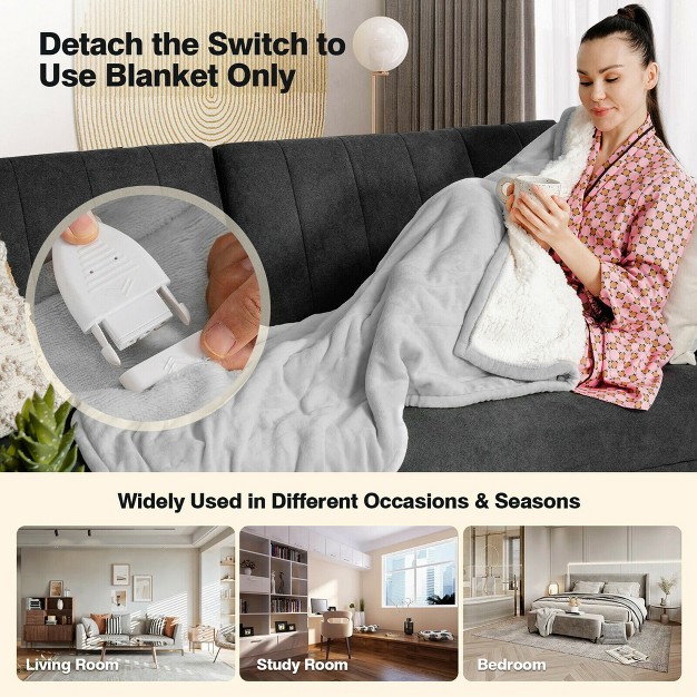Costway 60 x27 x27 x50 x27 x27 Throw Blanket Flannel Double sided Flush