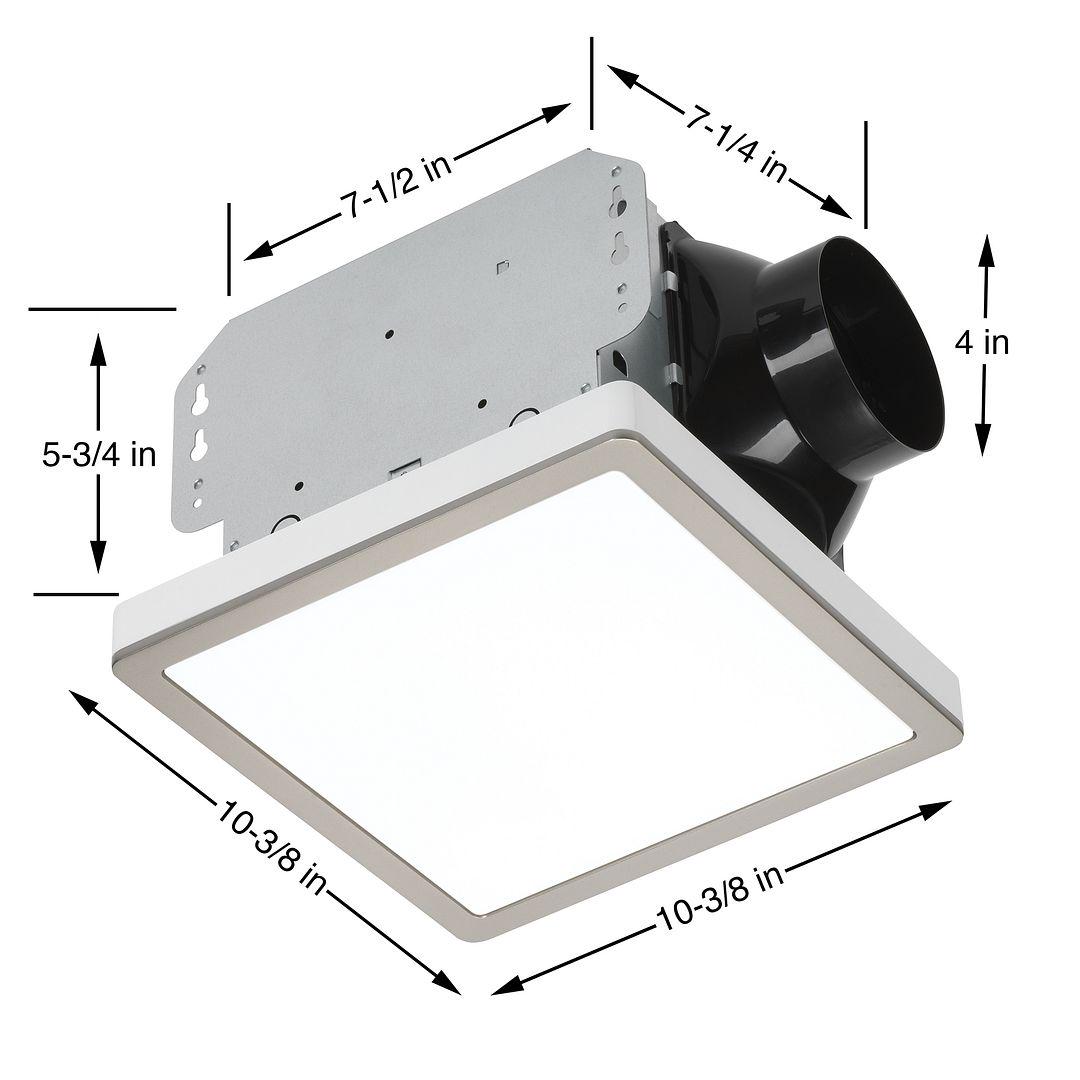 Homewerks 70 CFM Bathroom Exhaust Fan with LED and Brushed Nickel Magnetic Trim Finish