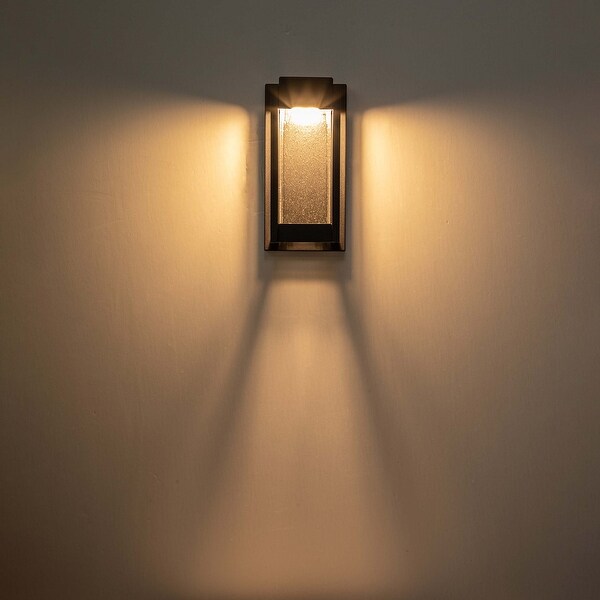 Outdoor Integrated LED Rectangular Wall Sconce w/ Seeded Glass - 5.31