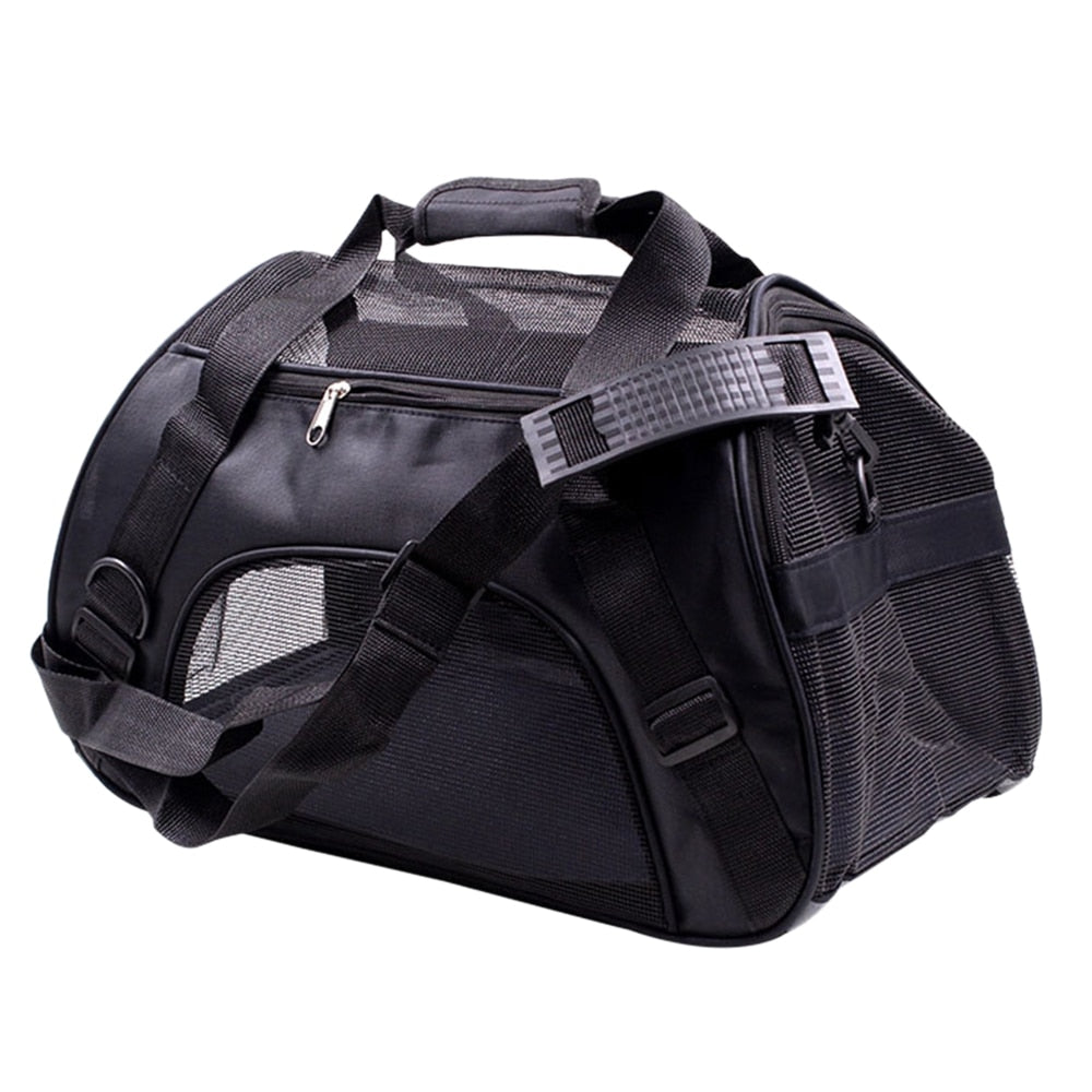 Pet Backpack Carrier Bag Space Expand Pet Cat Dog Puppy Shoulder Bag Travel Bag(Black/M)