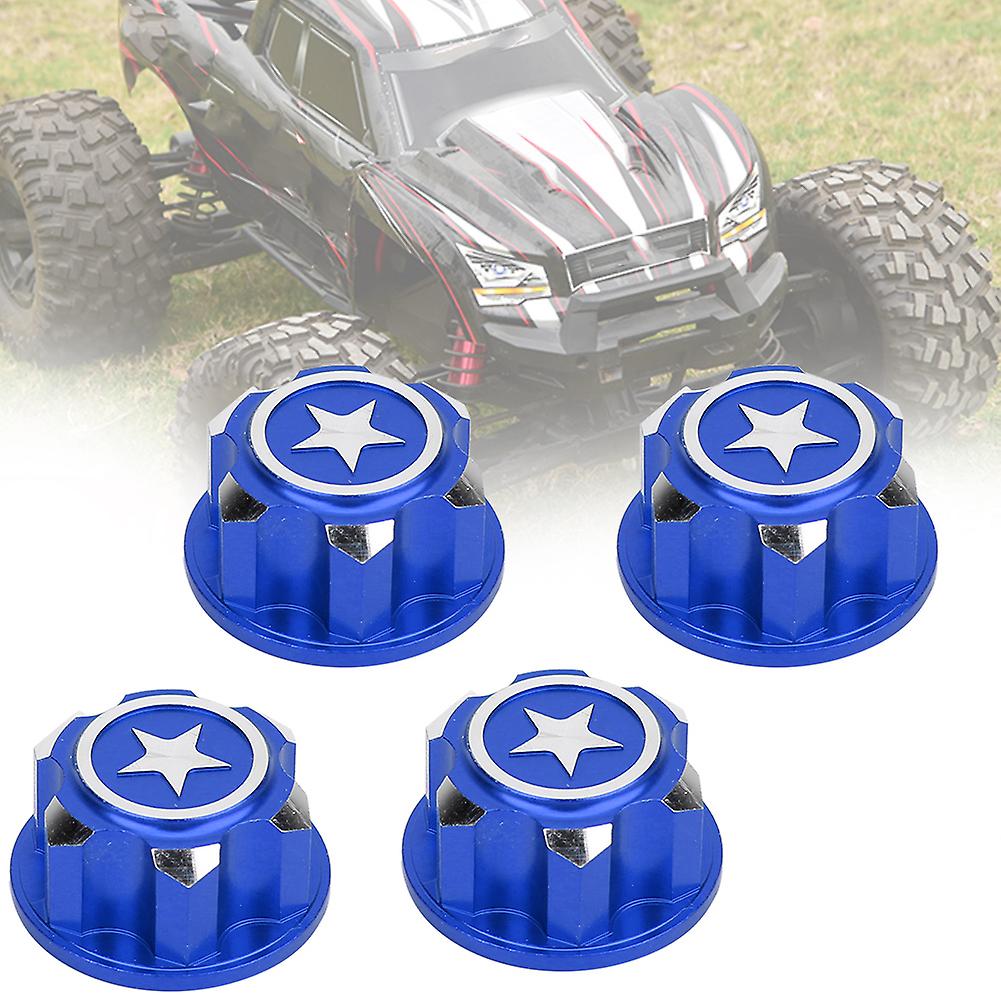 4pcs Aluminium Alloy Metal 17mm Hex Wheel Mount Nuts Set Fit For X Maxx Summit Traxxas Rc Car(mazarine )