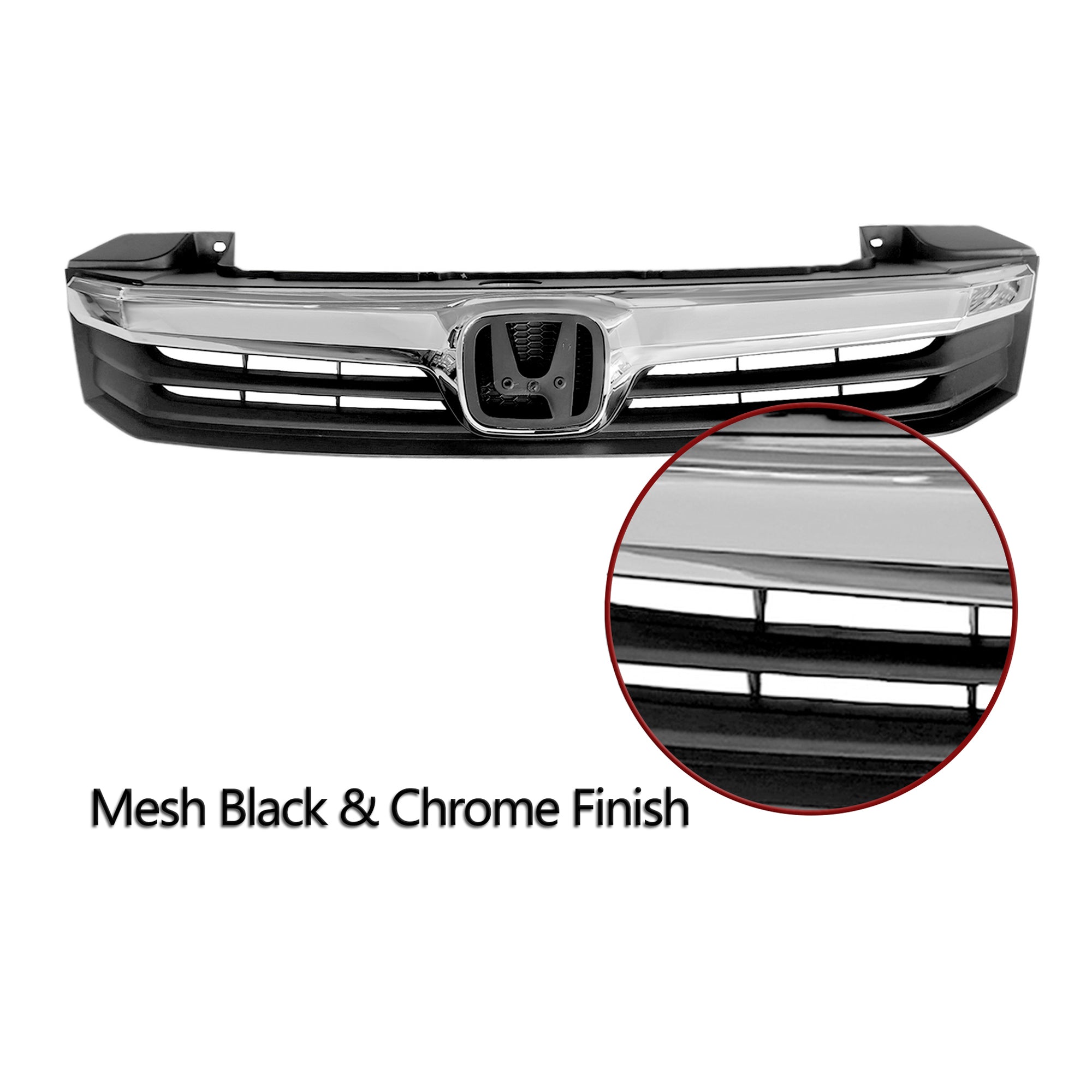 Grille Compatible With 2012 Honda Civic Front Mesh Black W/Chrome Bumper Grill