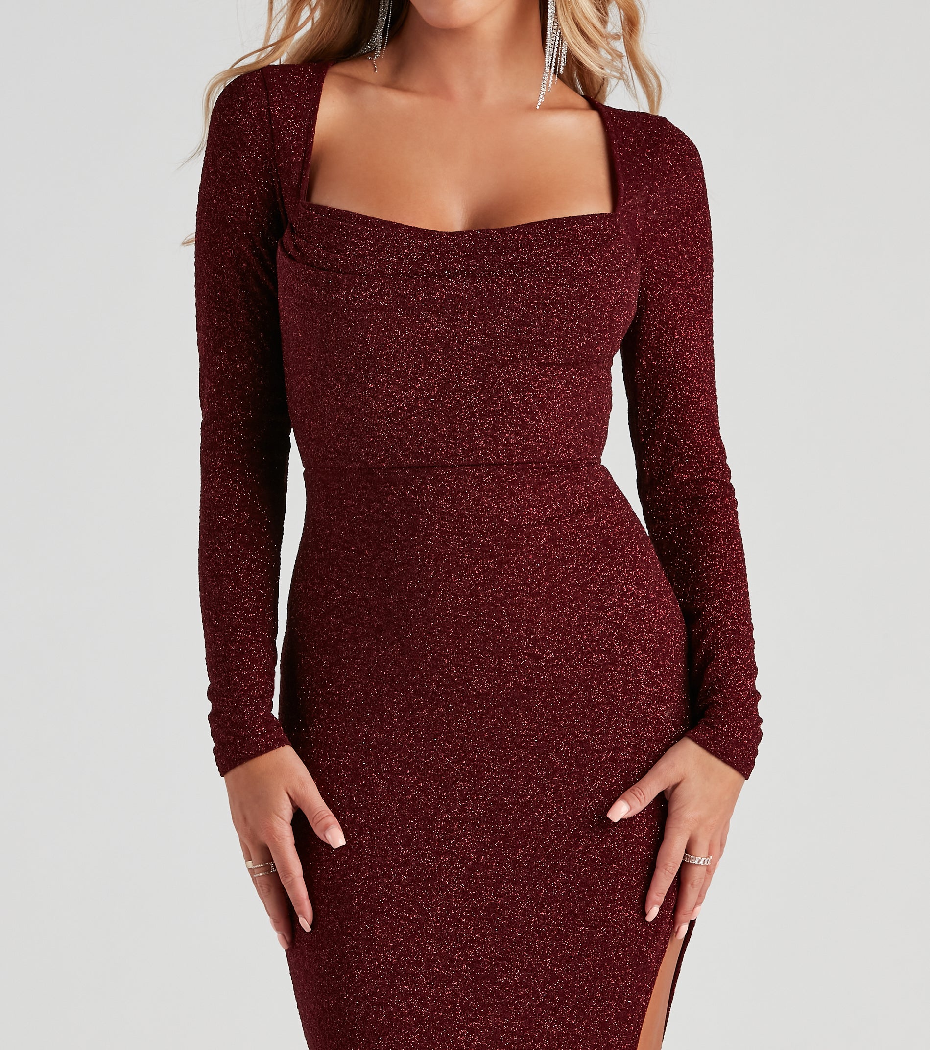 Kelly Formal Glitter Cowl Neck Dress