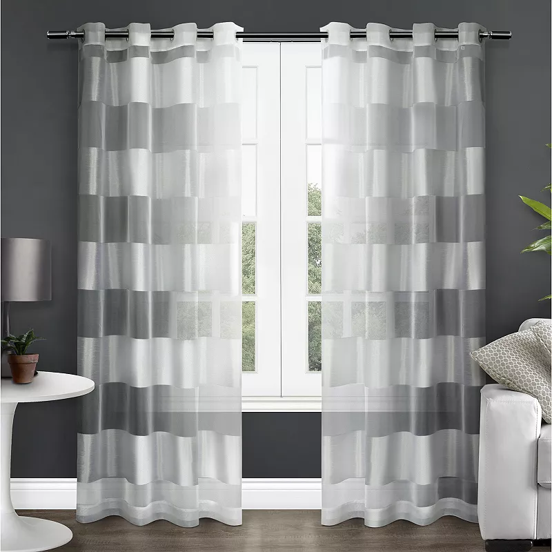 Exclusive Home 2-pack Navaro Striped Sheer Window Curtains