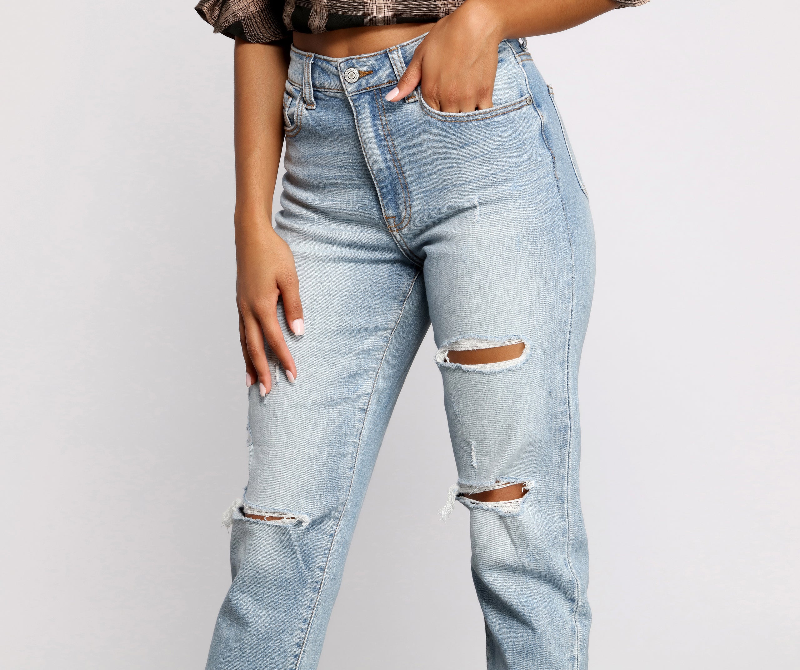 Tobi Super High Rise Cropped Mom Jeans