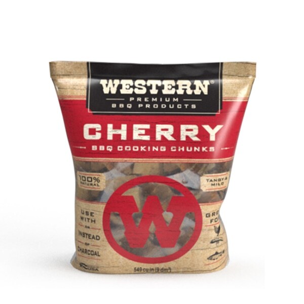 Western BBQ Smoking Barbecue Pellet Wood Cooking Chip Chunks， Cherry (2-Pack) - 3.04