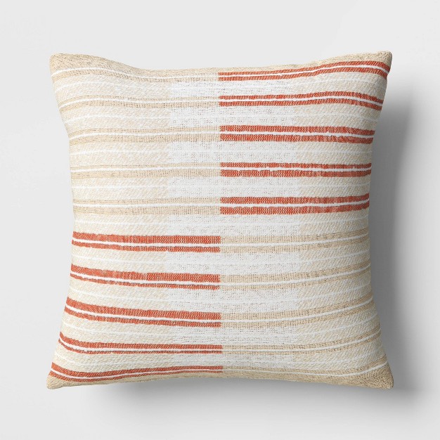 Woven Striped Textured Square Throw Pillow