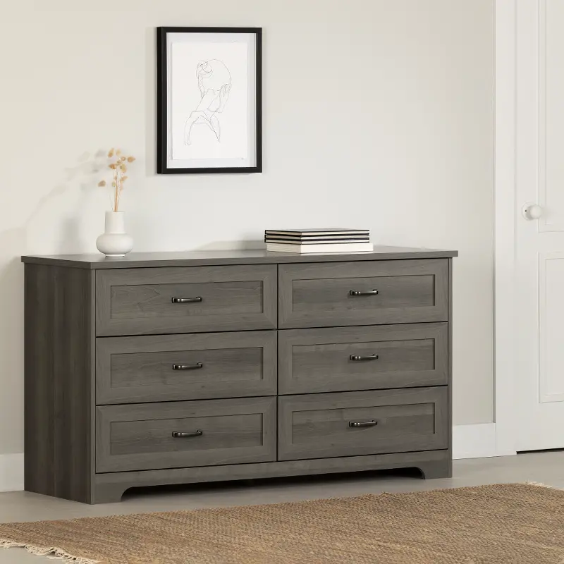 Prairie Gray 6-Drawer Double Dresser - South Shore