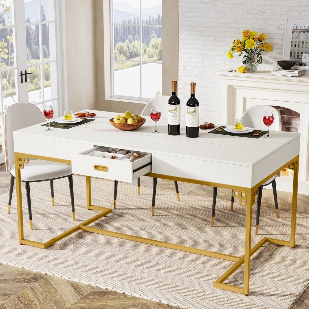 Modern White Dining Table for 4 to 6  63\