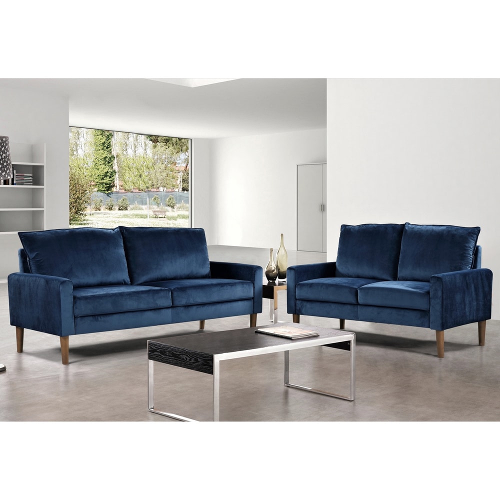 Carson Carrington Tagarp Velvet Fabric Loveseat and Sofa