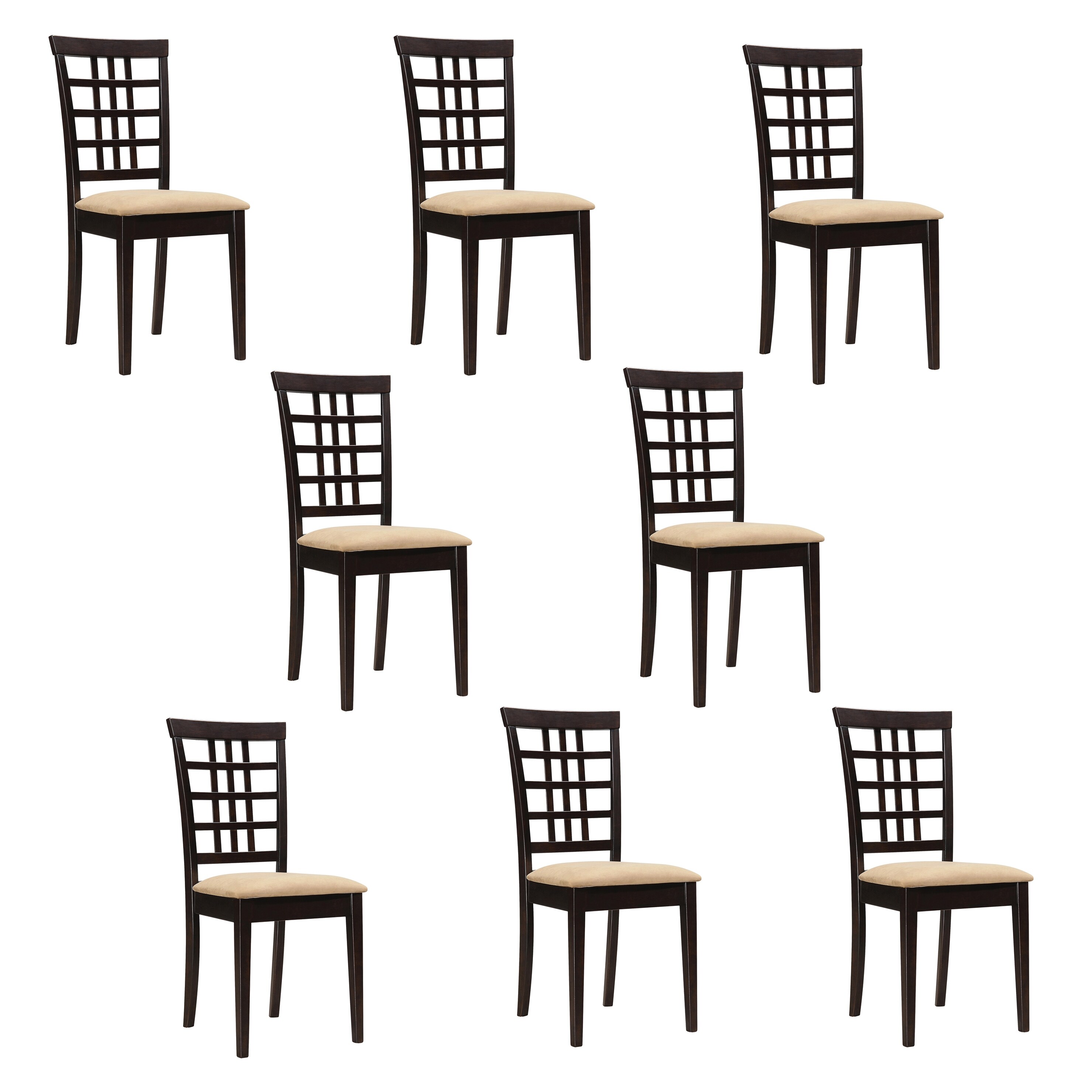 Austin Beige and Cappuccino Padded Seat Dining Chairs (Set of 8)