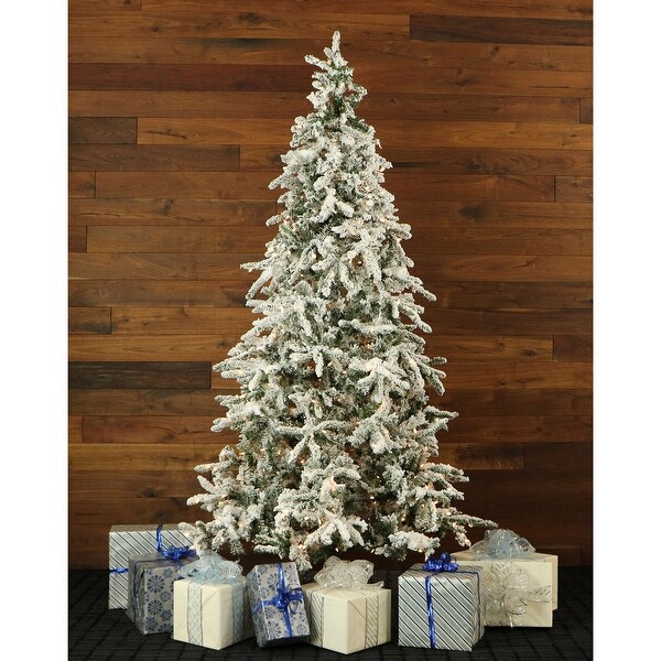 Fraser Hill Farm White 7.5foot Flocked Pine，String Lights