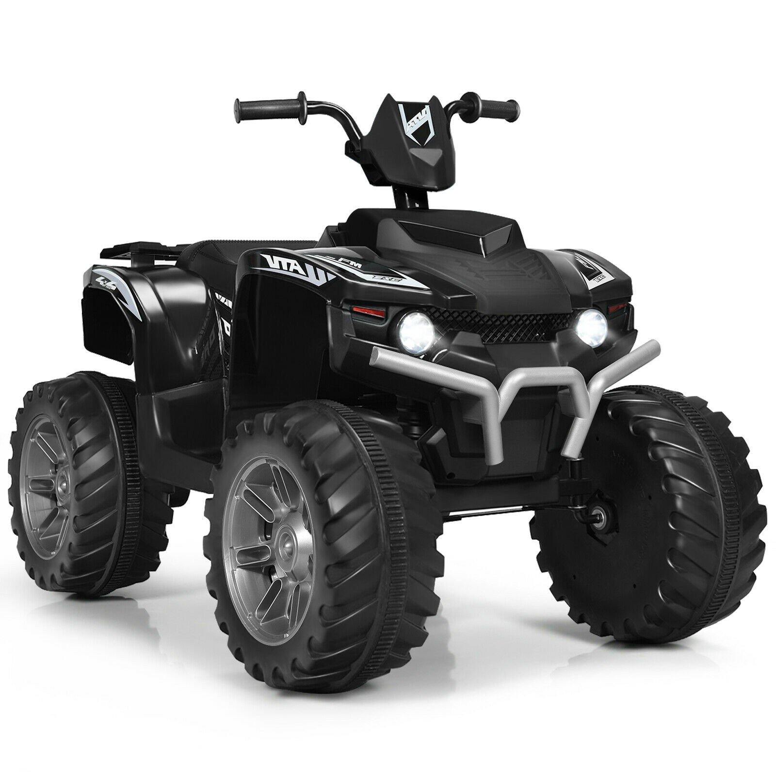 Costzon Kids ATV, 12V Battery Powered Electric Vehicle w/ LED Lights, High & Low Speed