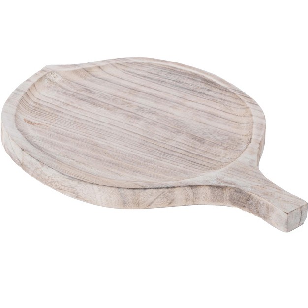 Vintiquewise Wood Pizza Peel Leaf Shape Serving Tray Display Tray Charger