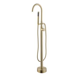 Nestfair Single-Handle Floor Mount Roman Tub Faucet with Hand Shower in Gold SX-JM865G