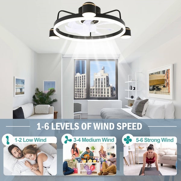 Oaks Aura 28in. LED Starry Night Smart App Control Low Profile Ceiling Fan Flush Mount Dimmable Lighting Shopping - The Best Deals on Ceiling Fans | 40786725