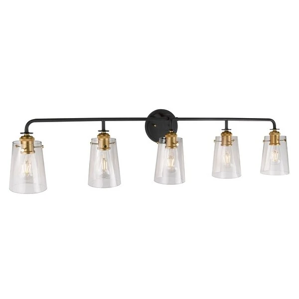 Ronna 5-Light Black and Soft Gold Bath Light with Clear Glass - Black and Soft Gold