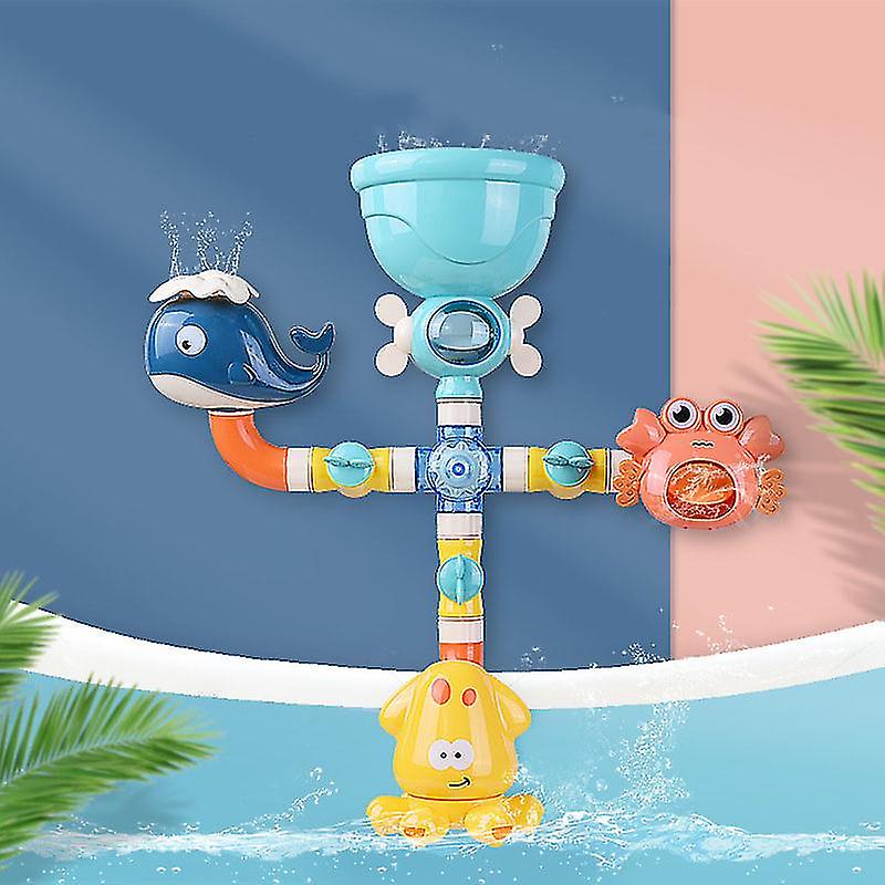 Baby Bath Dinosaur Toy Water Pipes With Waterwheel And Variety Of Sea Animals Toys