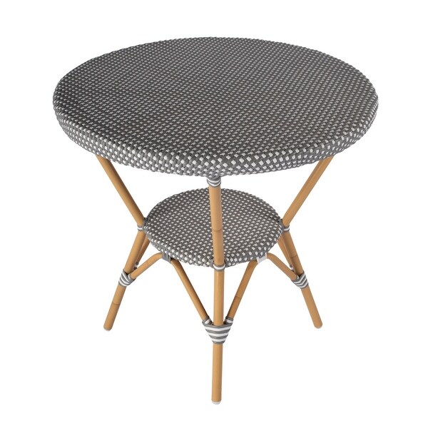 Tobias Outdoor Rattan and Metal Round Bistro Table