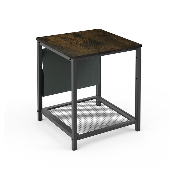 Square End Table Side Table with Storage Bag