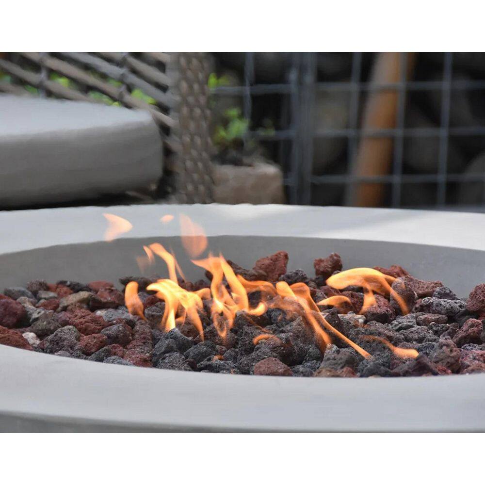 ENVELOR:Envelor Elementi Outdoor Lunar Fire Bowl 42 in. Round Stainless Steel Natural Gas Fire Pit Table Glass with Reinforced Concrete ENV-OFG101-NG