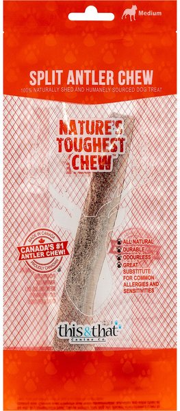 this and that Canine Company North Country Natural Shed Premium Split Elk Antler Chew Dog Treat， Medium