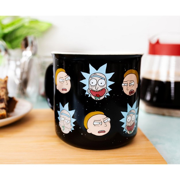 Silver Buffalo Rick And Morty Heads Allover Print Ceramic Camper Mug Holds 20 Ounces