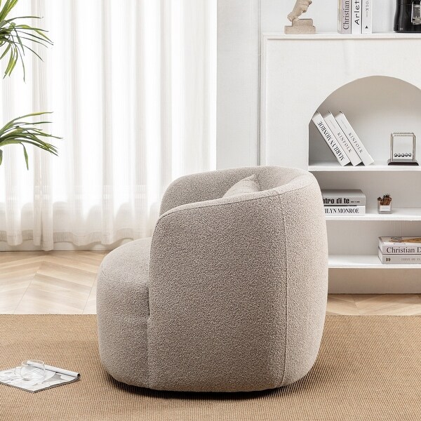 Poly Blend Boucle Fabric Upholstered Swivel Armchair