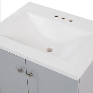 Glacier Bay 24.2 in. W x 18.8 in. D x 32.9 in. H Freestanding Bath Vanity in Pearl Gray with White Cultured Marble Top GB24P2-PG