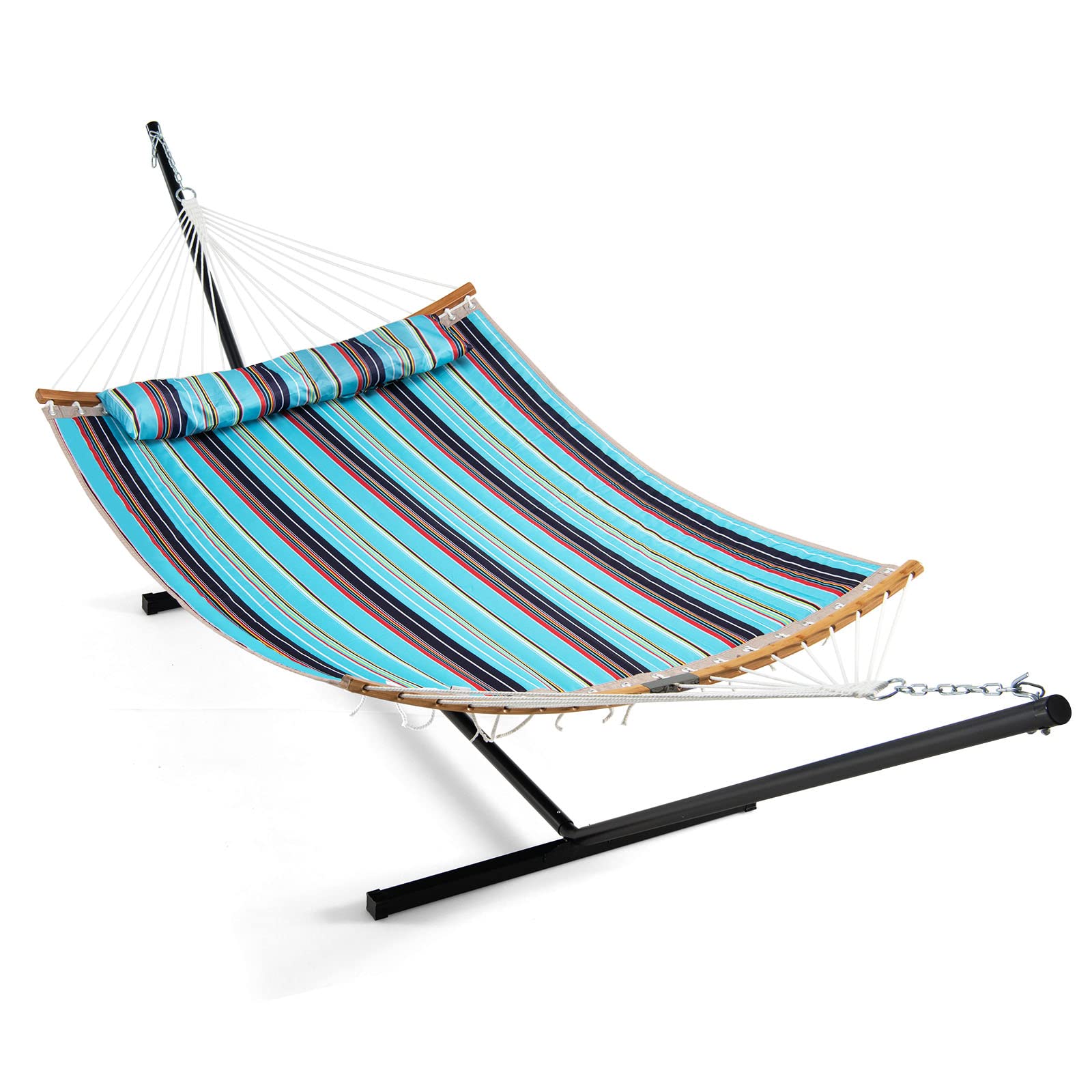 Giantex Hammock with Stand Included Portable 2-Person Outdoor Hammock(Blue & Red)