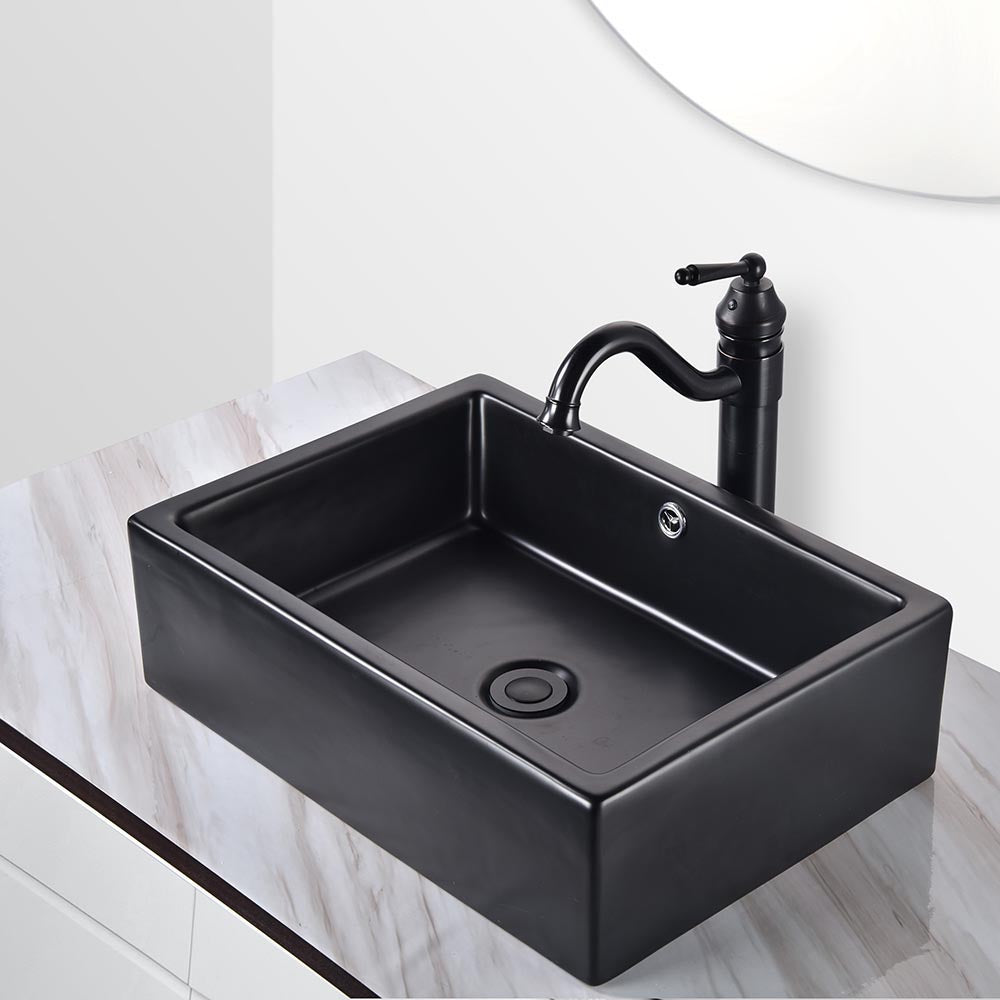 Aquaterior Rectangle Porcelain Bathroom Sink Overflow Drain 21x15