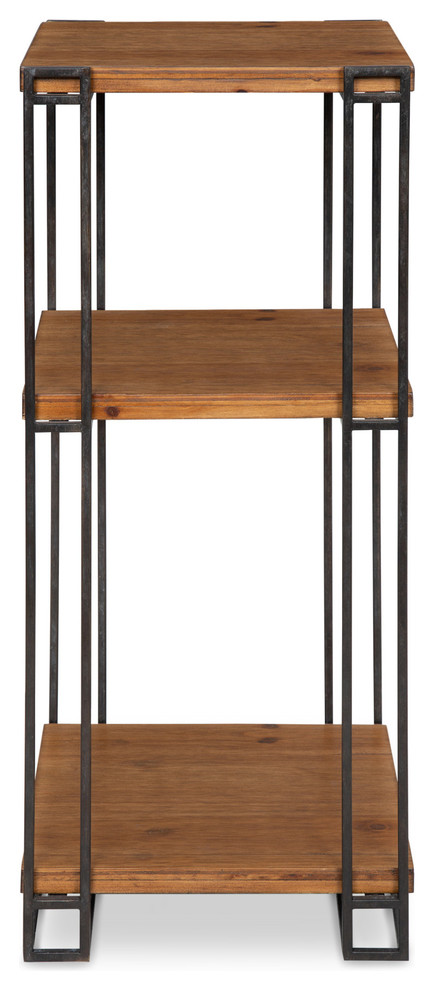 Lintz Wood and Metal Tea Table  Brown 12x12x30   Industrial   Side Tables And End Tables   by Uniek Inc.  Houzz