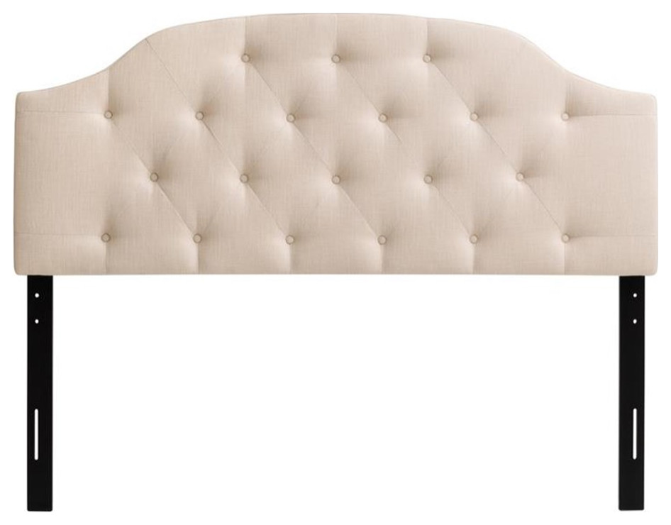 Atlin Designs Tufted Fabric Double/Full Size Headboard in Cream   Transitional   Headboards   by Homesquare  Houzz